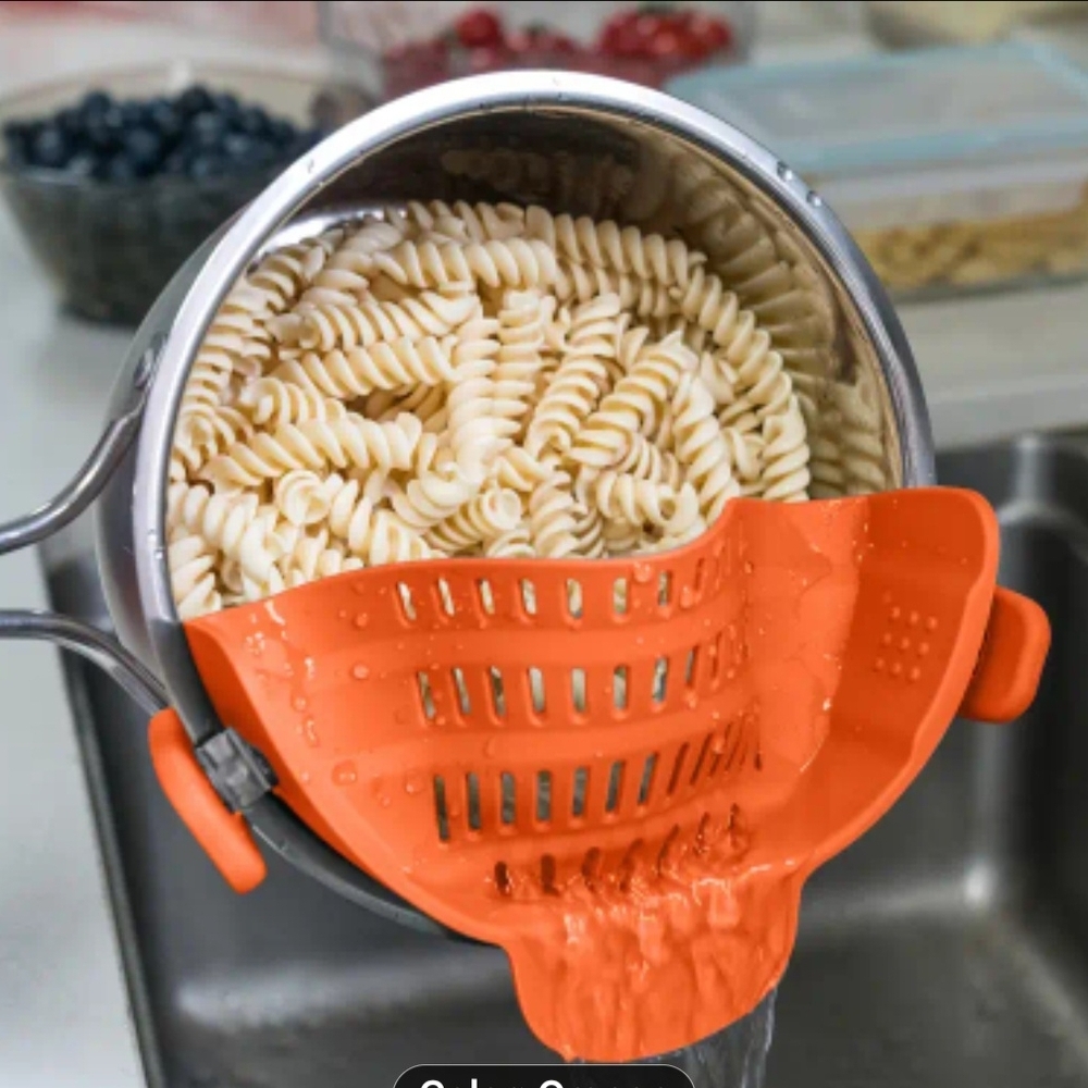Orange Silicone Clip-On Strainer